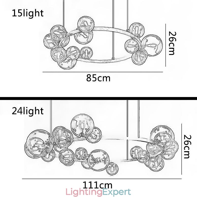 Modern Creative Metal Chandelier Transparent Glass Bubble Lamp