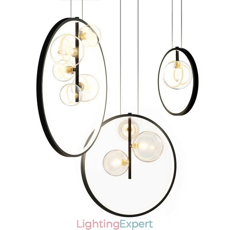 Nordic Pendant Light Glass Bubbles Circle Chandelier Modern Parlor Lamp