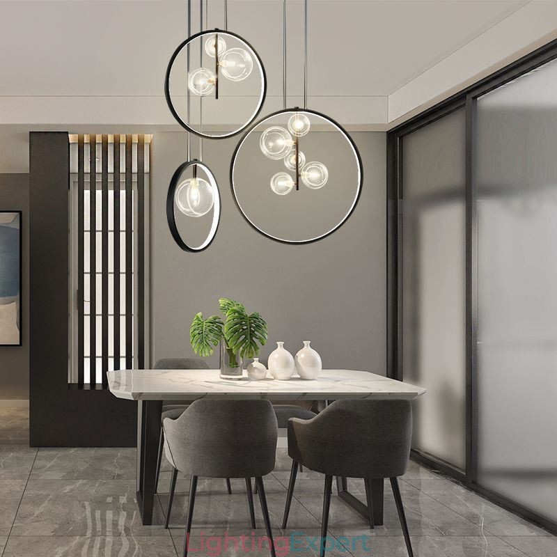Nordic Pendant Light Glass Bubbles Circle Chandelier Modern Parlor Lamp