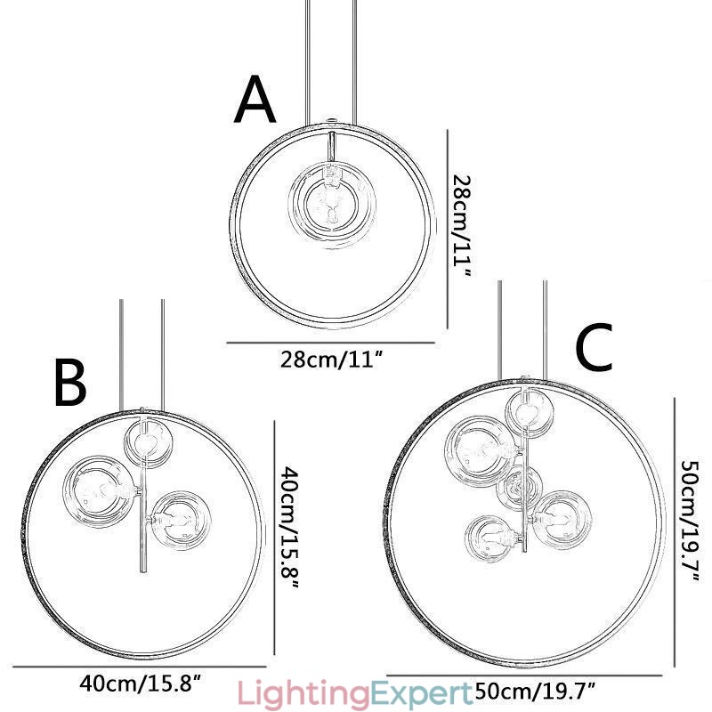 Nordic Pendant Light Glass Bubbles Circle Chandelier Modern Parlor Lamp