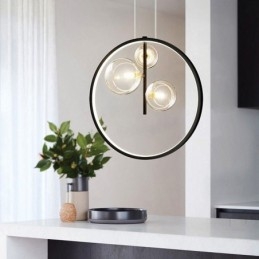 Nordic Pendant Light Glass Bubbles Circle Chandelier Modern Parlor Lamp