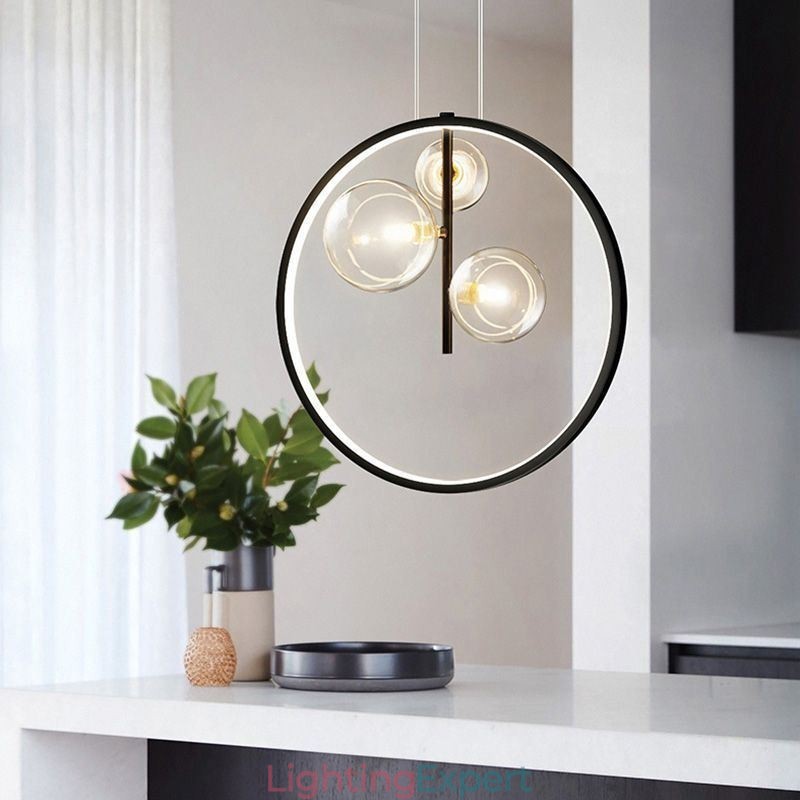 Nordic Pendant Light Glass Bubbles Circle Chandelier Modern Parlor Lamp