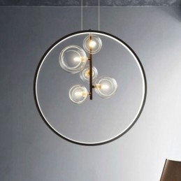Nordic Pendant Light Glass Bubbles Circle Chandelier Modern Parlor Lamp