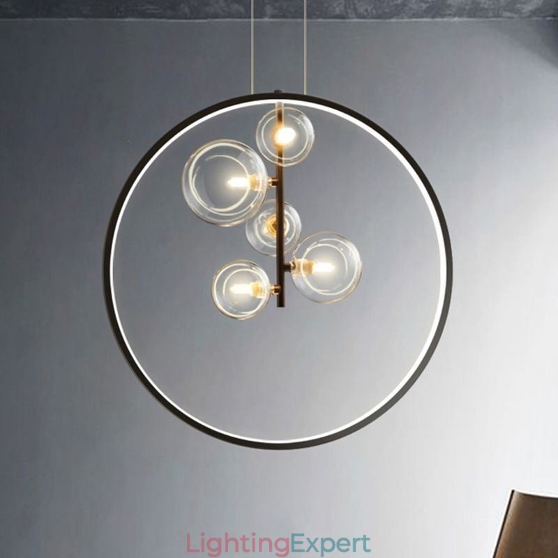 Nordic Pendant Light Glass Bubbles Circle Chandelier Modern Parlor Lamp