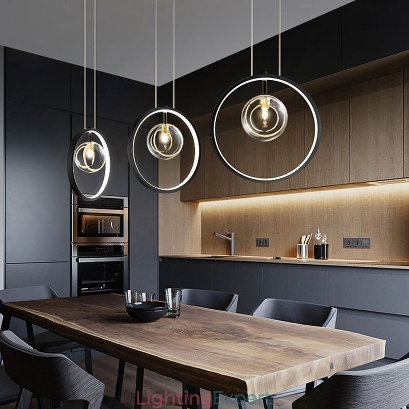 Nordic Pendant Light Glass Bubbles Circle Chandelier Modern Parlor Lamp