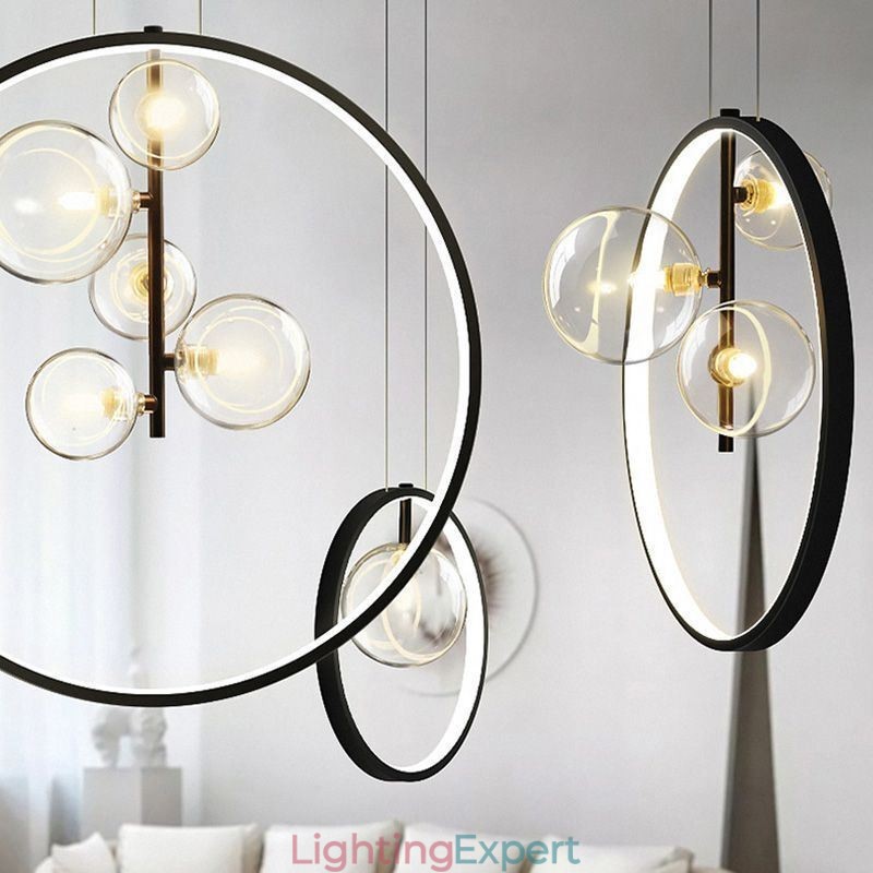 Nordic Pendant Light Glass Bubbles Circle Chandelier Modern Parlor Lamp