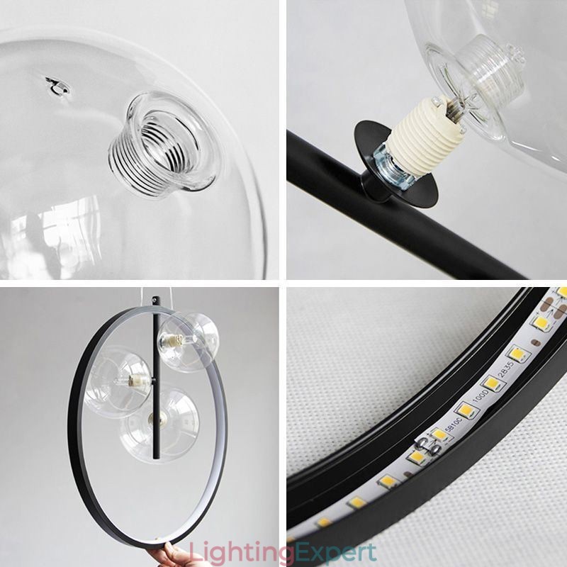 Nordic Pendant Light Glass Bubbles Circle Chandelier Modern Parlor Lamp