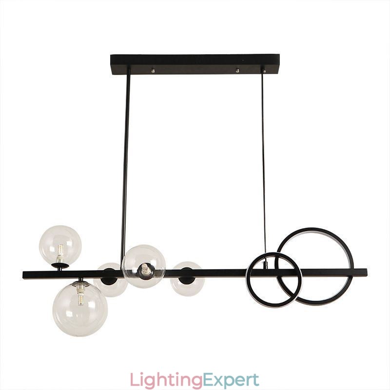 Modern Glass Bubble Pendant Light Black Long Bracket Lamps