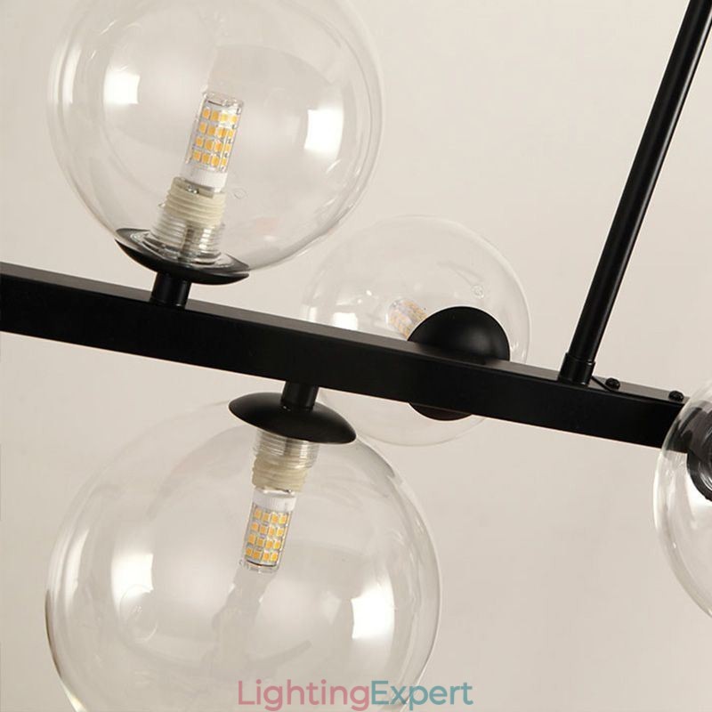 Modern Glass Bubble Pendant Light Black Long Bracket Lamps