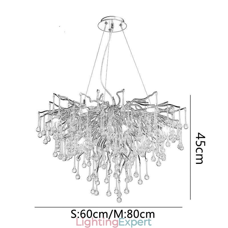 Nordic Crystal Chandelier Flower Round Shade Luxury Gold Pendant Light