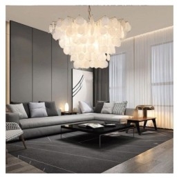 Natural Shell Chandelier Round Layered Hanging Light Dining