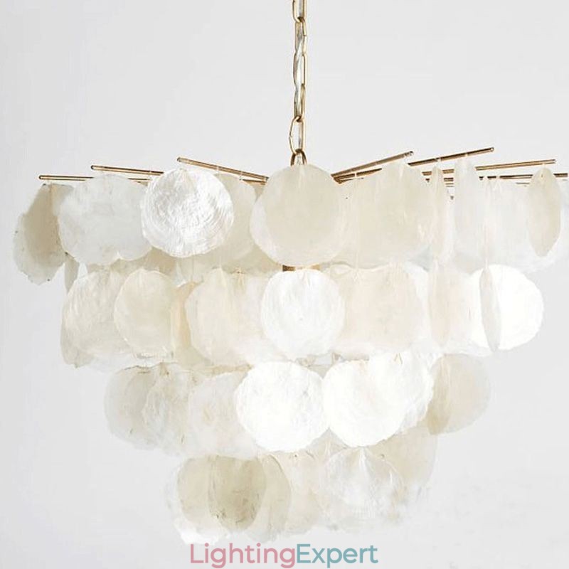Natural Shell Chandelier Round Layered Hanging Light Dining