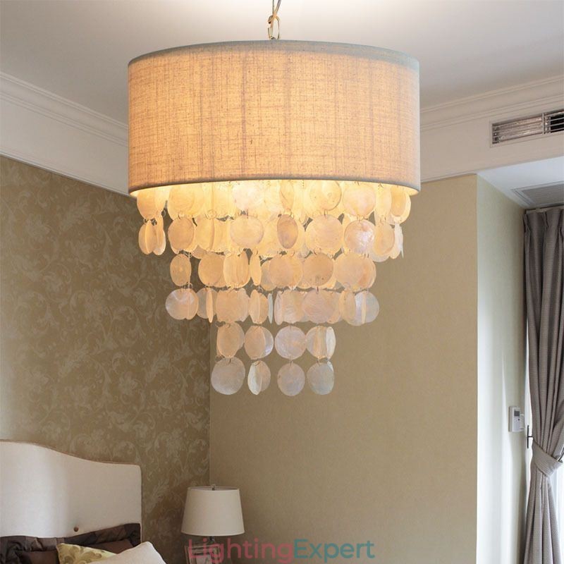Contemporary Pendant Light Jellyfish Shells Lighting With Cylinder Lamp Shade
