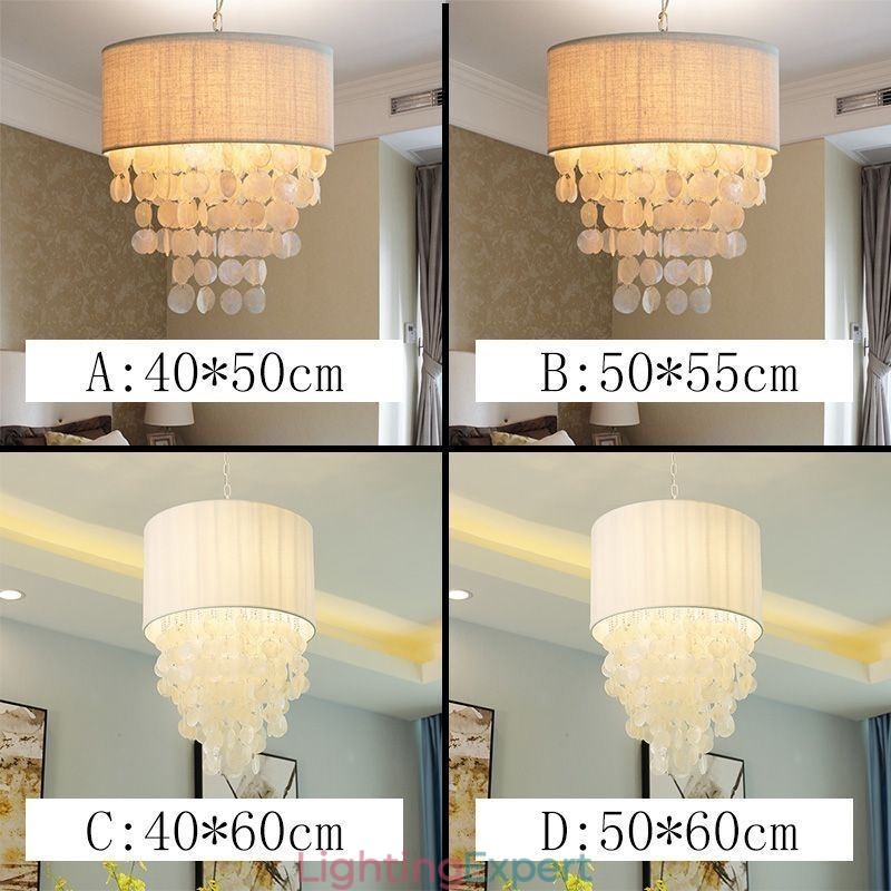 Contemporary Pendant Light Jellyfish Shells Lighting With Cylinder Lamp Shade
