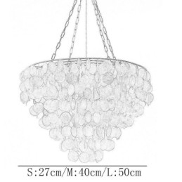 Natural Shell Chandelier Round Layered Hanging Light Brown Black