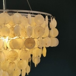 Capiz Shell Pendant Light Natural Hanging Round Layered Chandelier