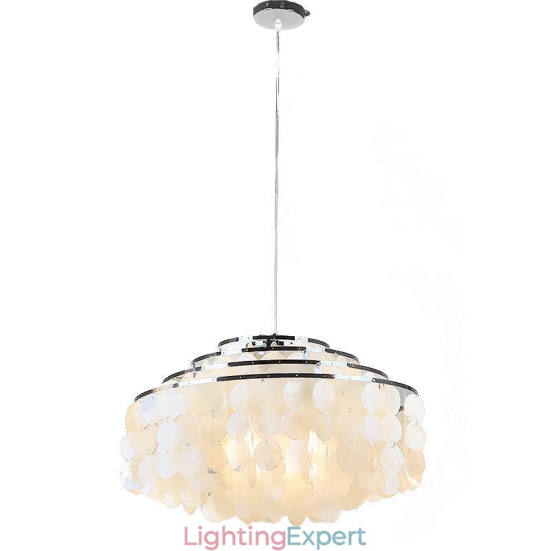 Modern Raindrop Chandelier White Shell Shade Ceiling Pendant Lighting