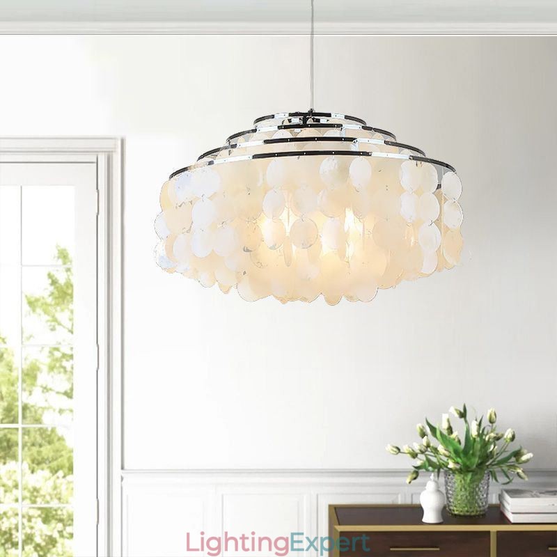 Modern Raindrop Chandelier White Shell Shade Ceiling Pendant Lighting