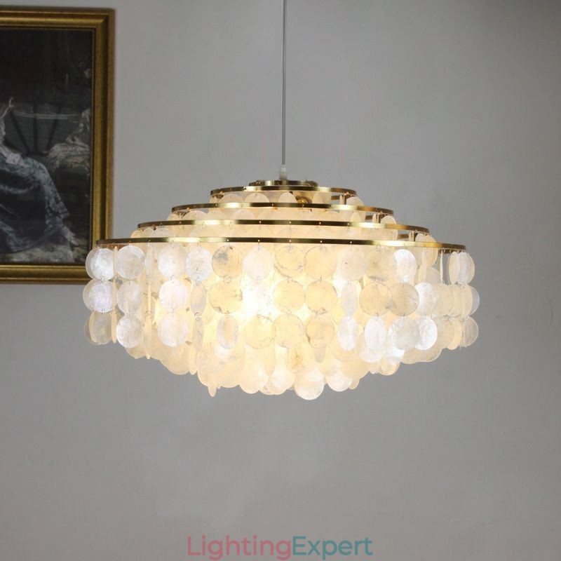 Modern Raindrop Chandelier White Shell Shade Ceiling Pendant Lighting