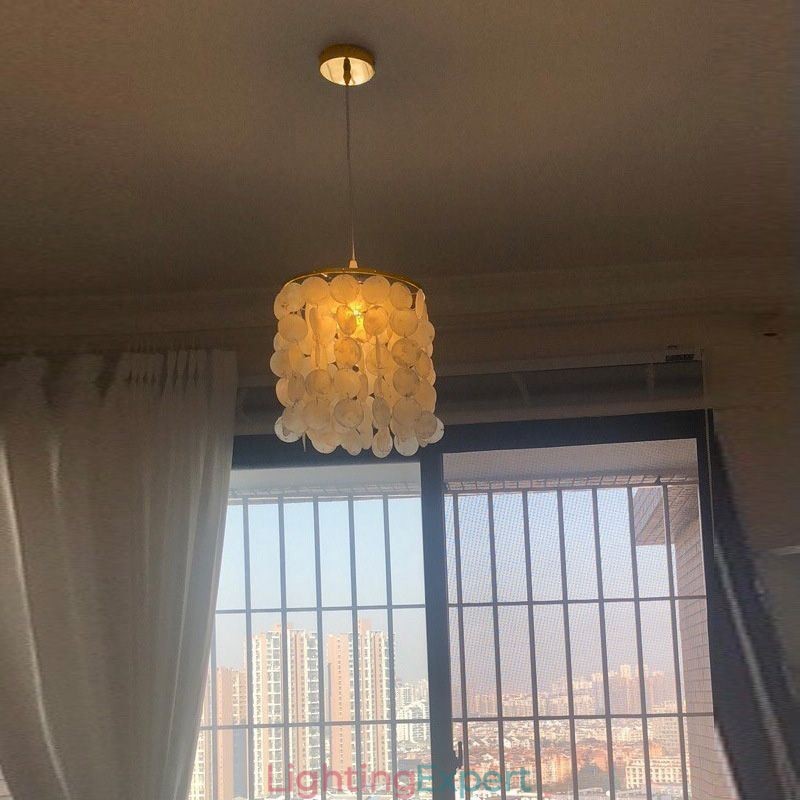 Modern Capiz Pendant Light Contemporary Mini Hanging Ceiling Lighting Dining