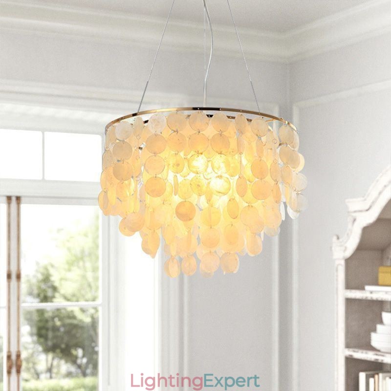 Modern White Shell Ceiling Light Fixture Pendant Light Chandelier
