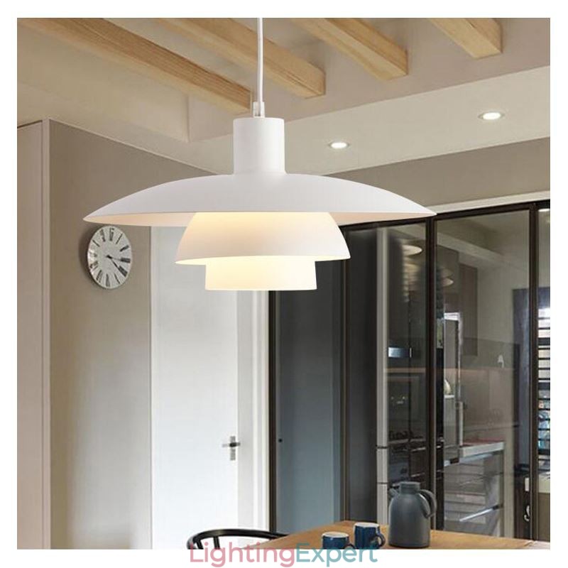 White Aluminum Pendant Lighting Contemporary Chandelier Adjustable Hanging Light Fixture