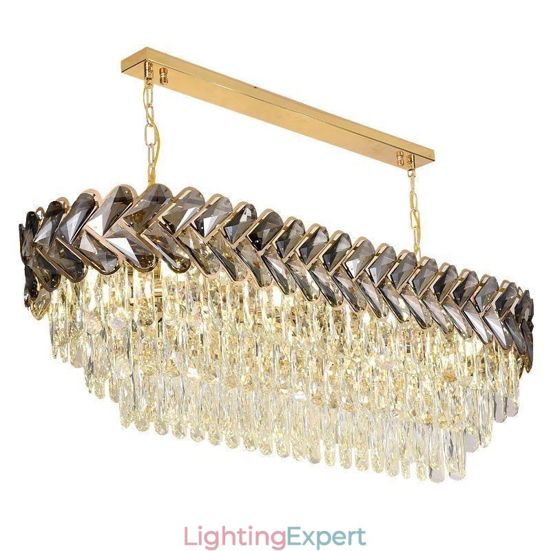 European Crystal Pendant Light Luxury Oval Ceiling Light