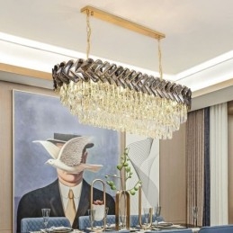 European Crystal Pendant Light Luxury Oval Ceiling Light