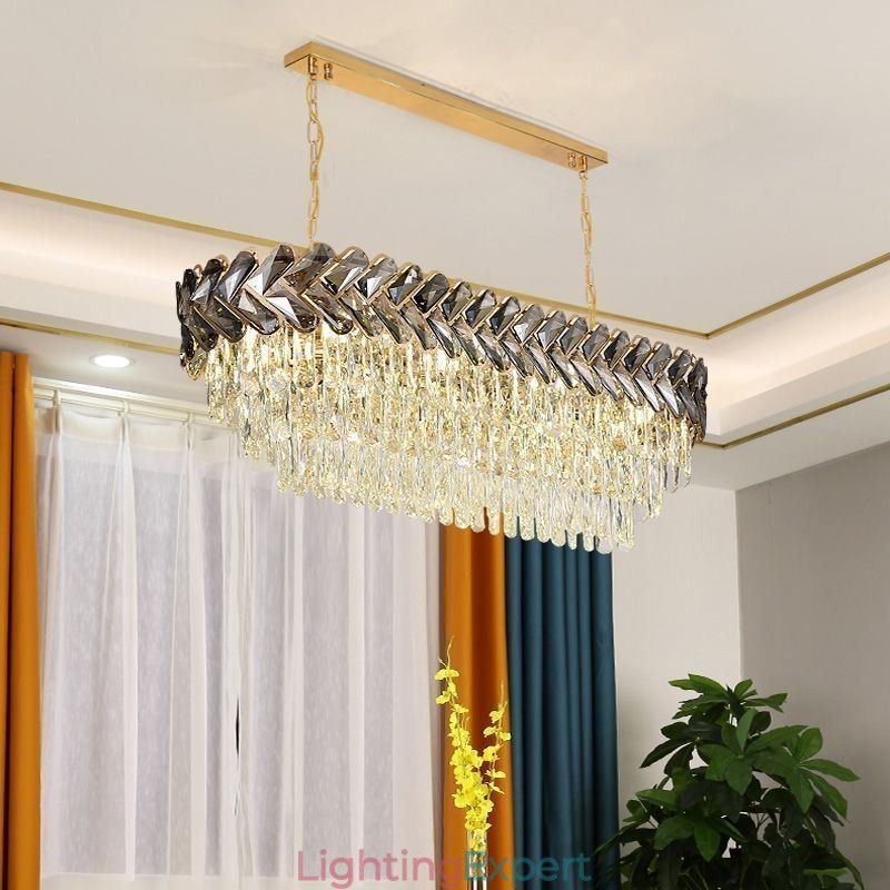 European Crystal Pendant Light Luxury Oval Ceiling Light