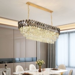 European Crystal Pendant Light Luxury Oval Ceiling Light