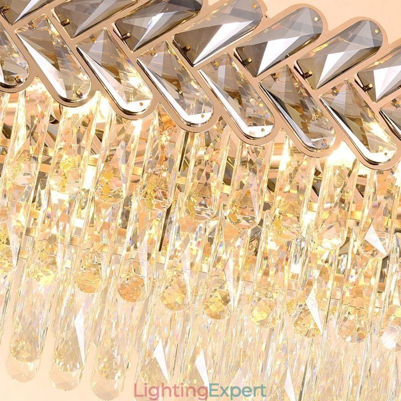 European Crystal Pendant Light Luxury Oval Ceiling Light