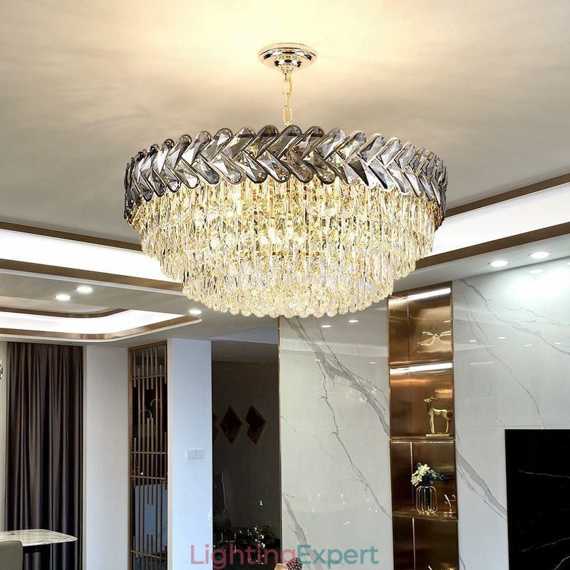 Crystal Pendant Light Gold Ceiling Light Fixture
