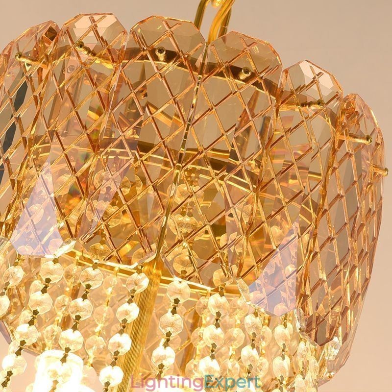 Modern Crystal Pendant Light Round Ceiling Lighting Fixture