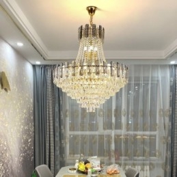 Modern Crystal Pendant Light Round Ceiling Lighting Fixture