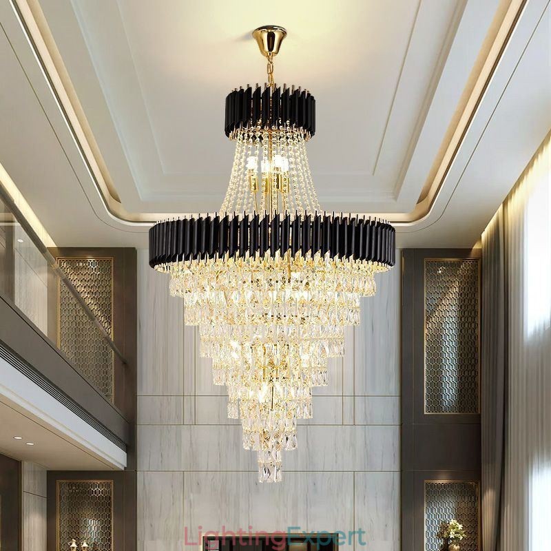 Modern Crystal Pendant Light Conical Ceiling Lamp