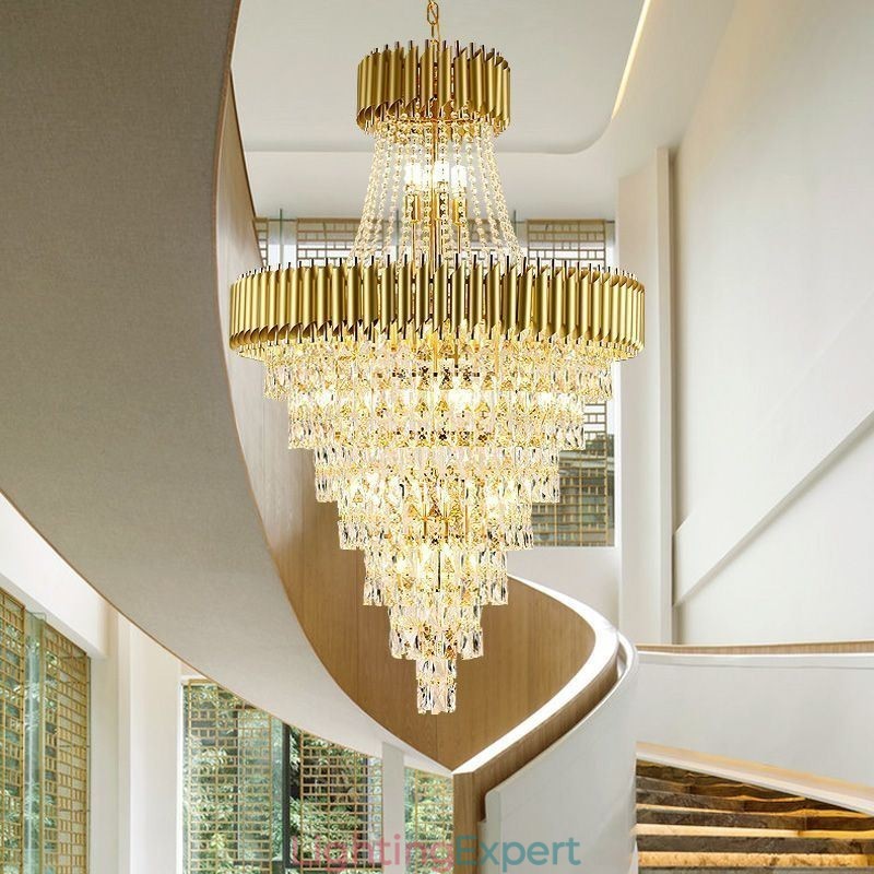 Modern Crystal Pendant Light Conical Ceiling Lamp