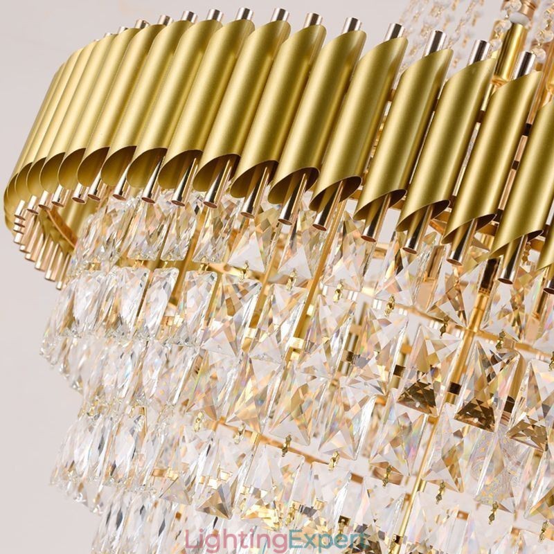 Modern Crystal Pendant Light Conical Ceiling Lamp