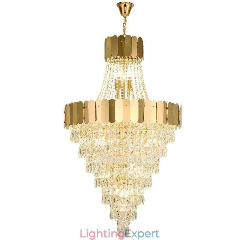 European Crystal Pendant Light Conical Hanging Lamp