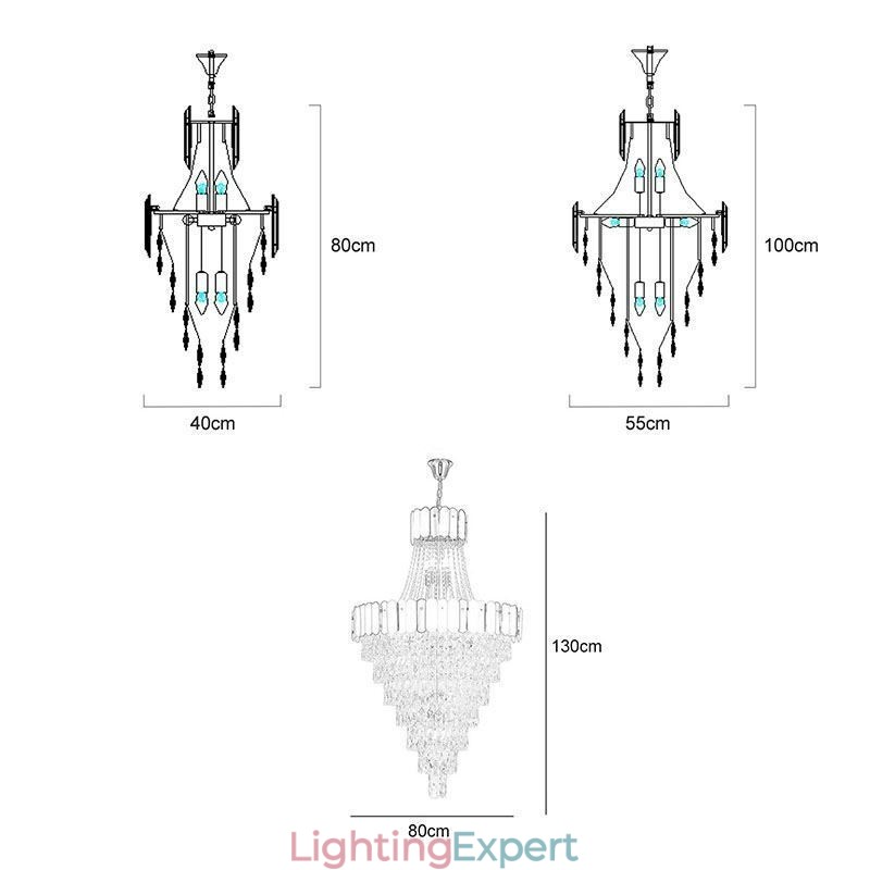European Crystal Pendant Light Conical Hanging Lamp