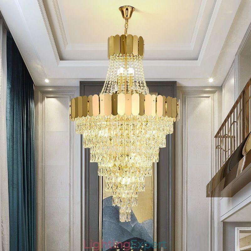 European Crystal Pendant Light Conical Hanging Lamp