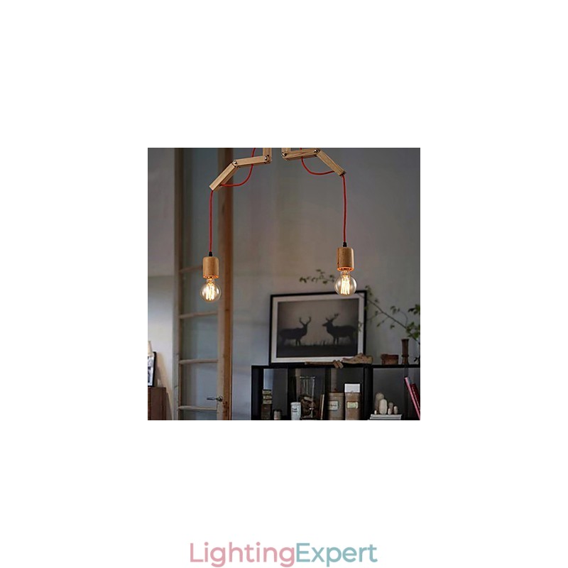 Chandelier Mini Style Modern Contemporary Wood Bamboo
