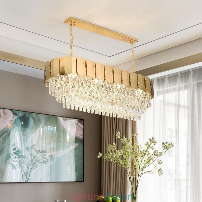 Crystal Pendant Light Luxury Oval Ceiling Light