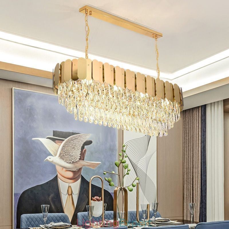 Crystal Pendant Light Luxury Oval Ceiling Light