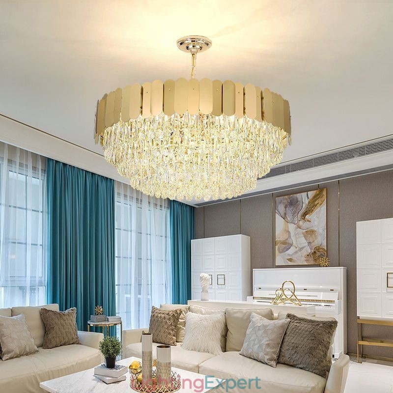 Modern Pendant light Crystal Round Hanging Ceiling Light