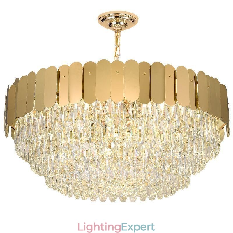 Modern Pendant light Crystal Round Hanging Ceiling Light