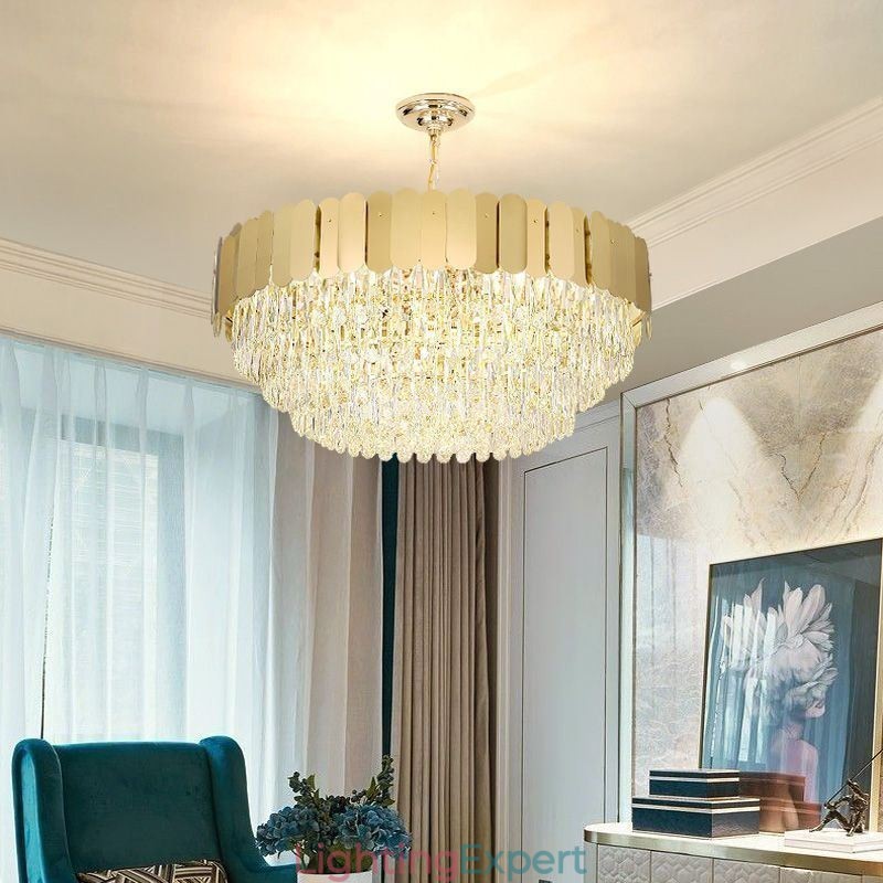 Modern Pendant light Crystal Round Hanging Ceiling Light