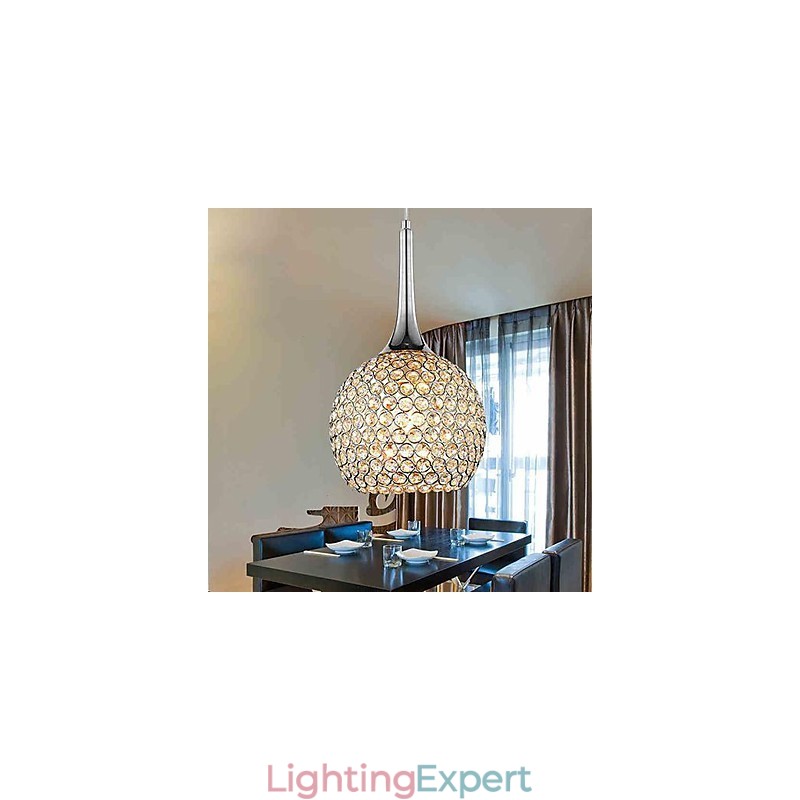 Modern Contemporary Crystal Chrome Metal Chandelier