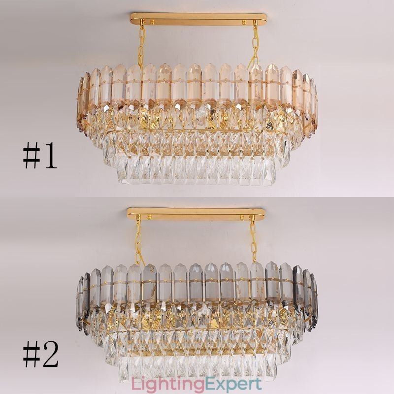 Modern Crystal Pendant Light Luxury Oval Ceiling Light