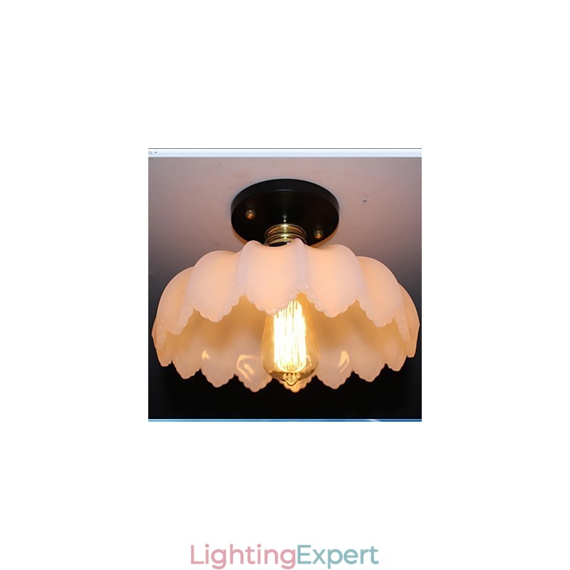 Imitation Jade Glass Retro 1 Head Lotus Ceiling Light