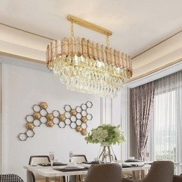 Modern Crystal Pendant Light Luxury Oval Ceiling Light